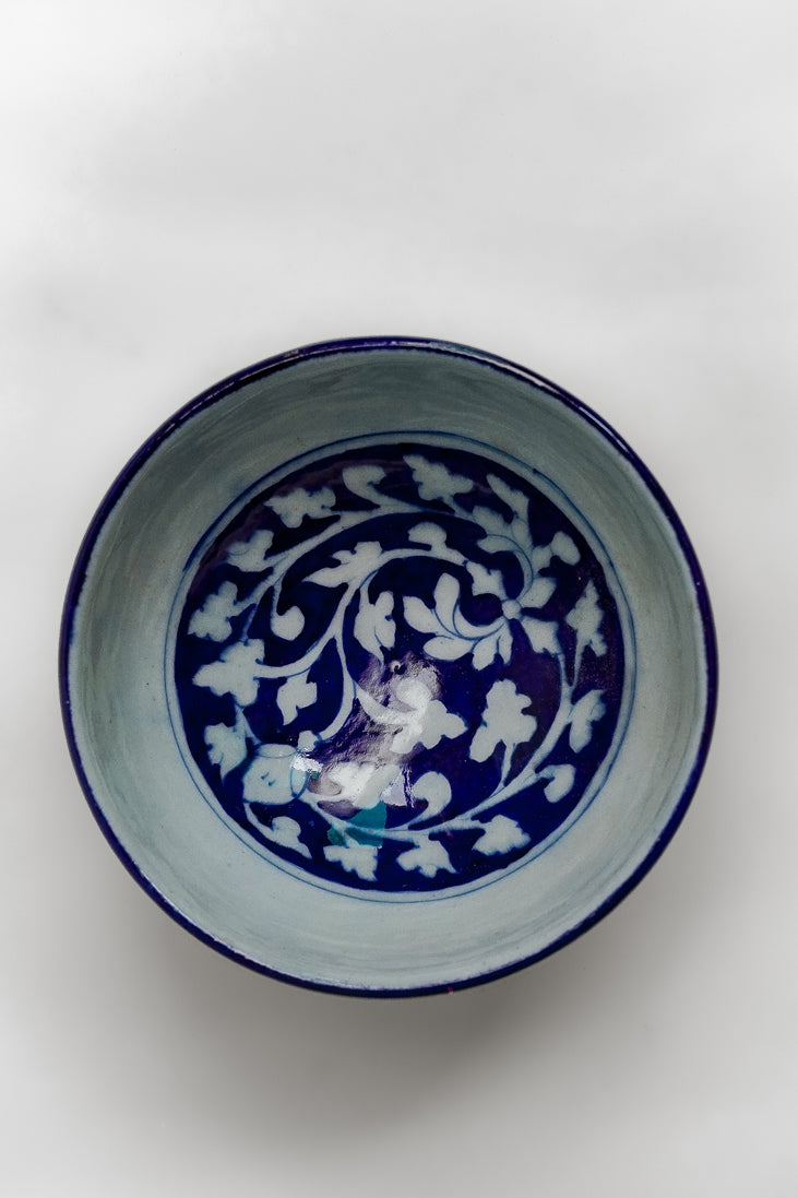 Twilight Lotus Floral Ceramic Serving Bowl