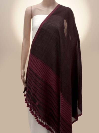 Wine Pagdi Dandhi | Handwoven Kutch Dupatta