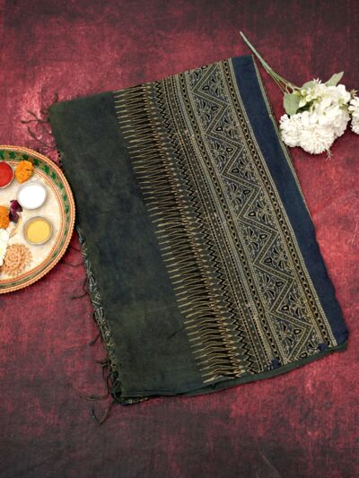 Ajrak Neelam | Handwoven Saree