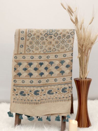 Ajrak Neel Tara | Handwoven Dupatta
