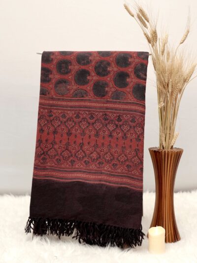 Ajrak Rakt Amber | Handwoven Dupatta