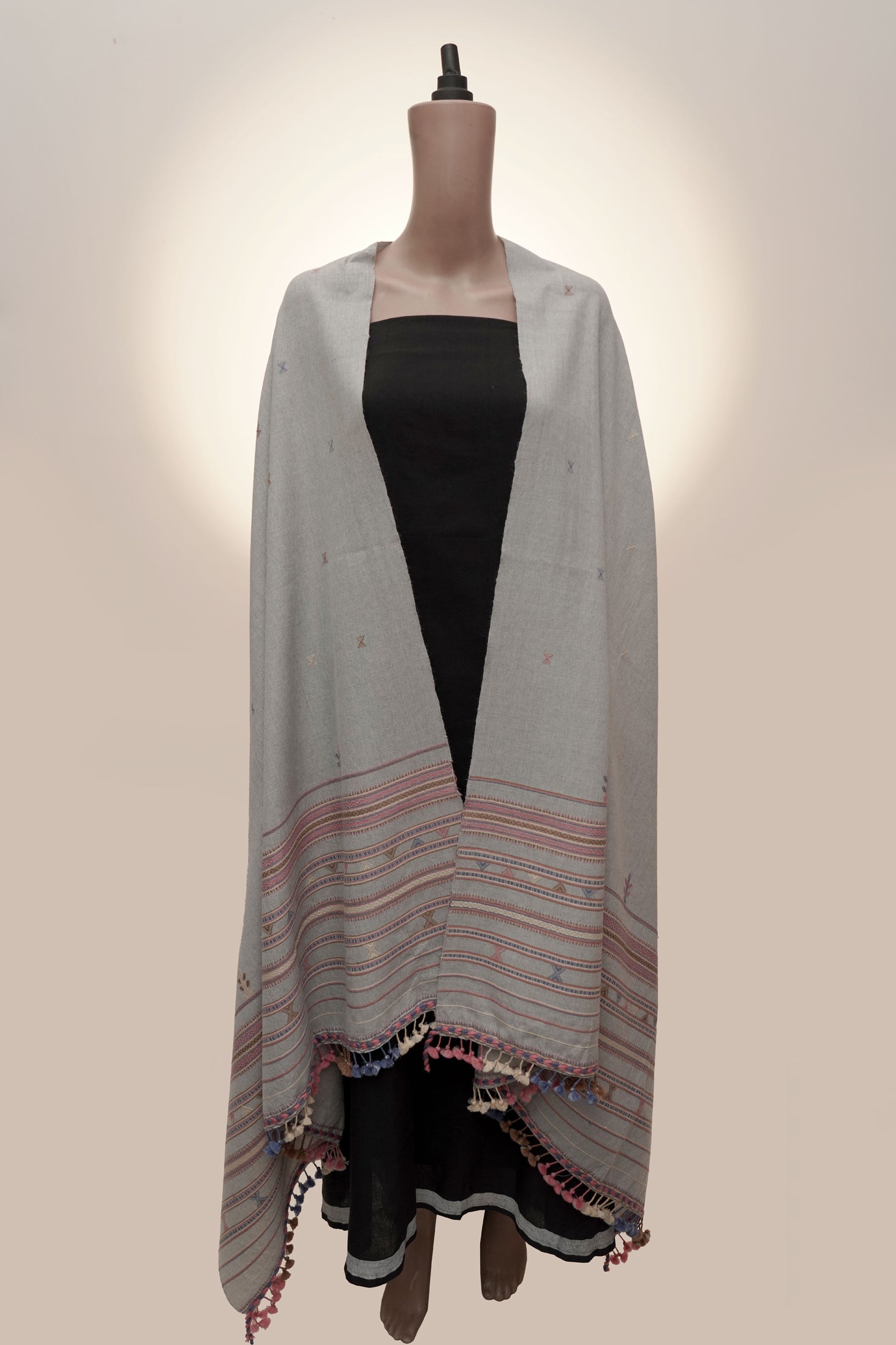 Silver Lining Jalbooti | Wool Handwoven Kutch Shawl