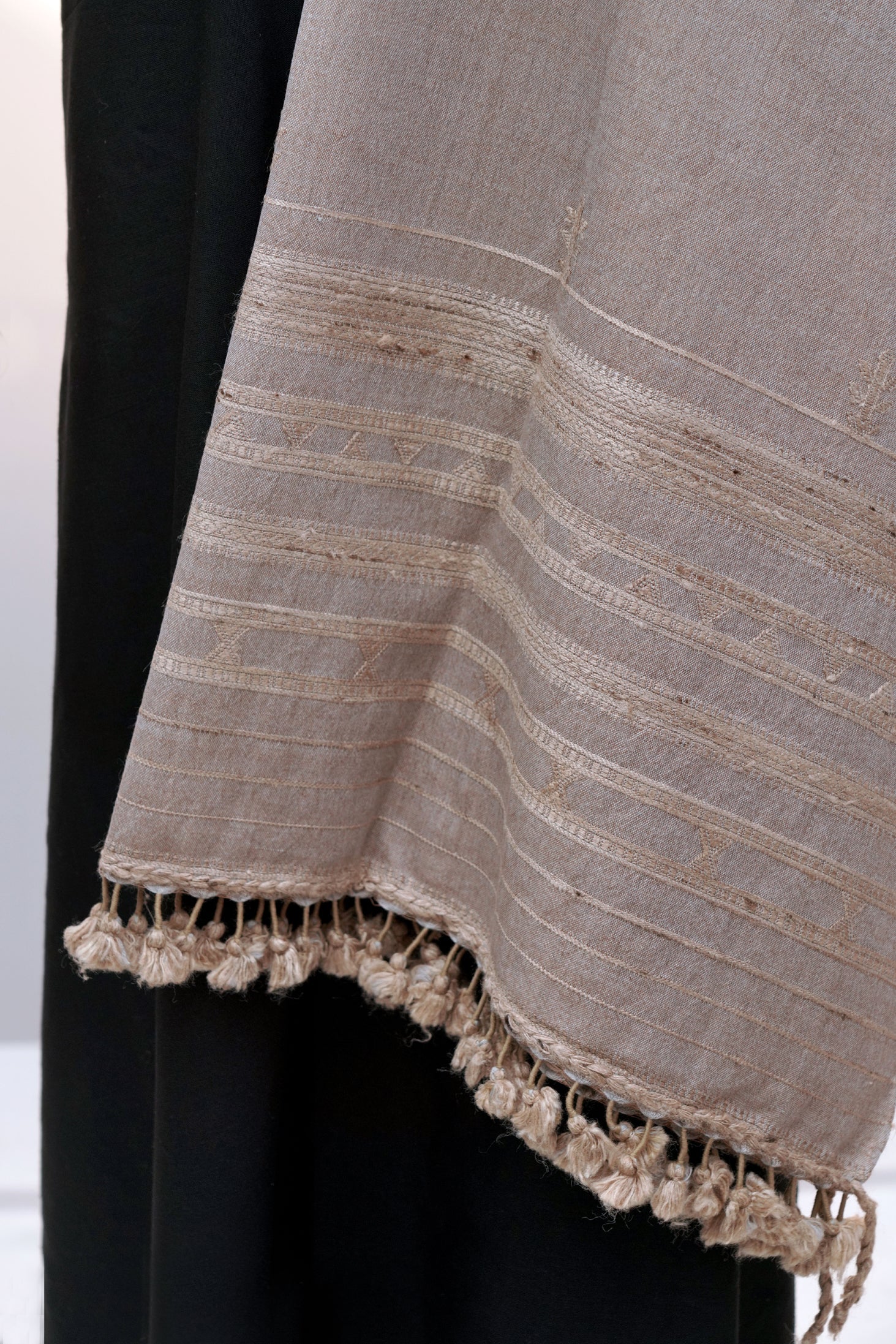 Desert Blossom | Wool Mirrorwork Handwoven Kutch Shawl