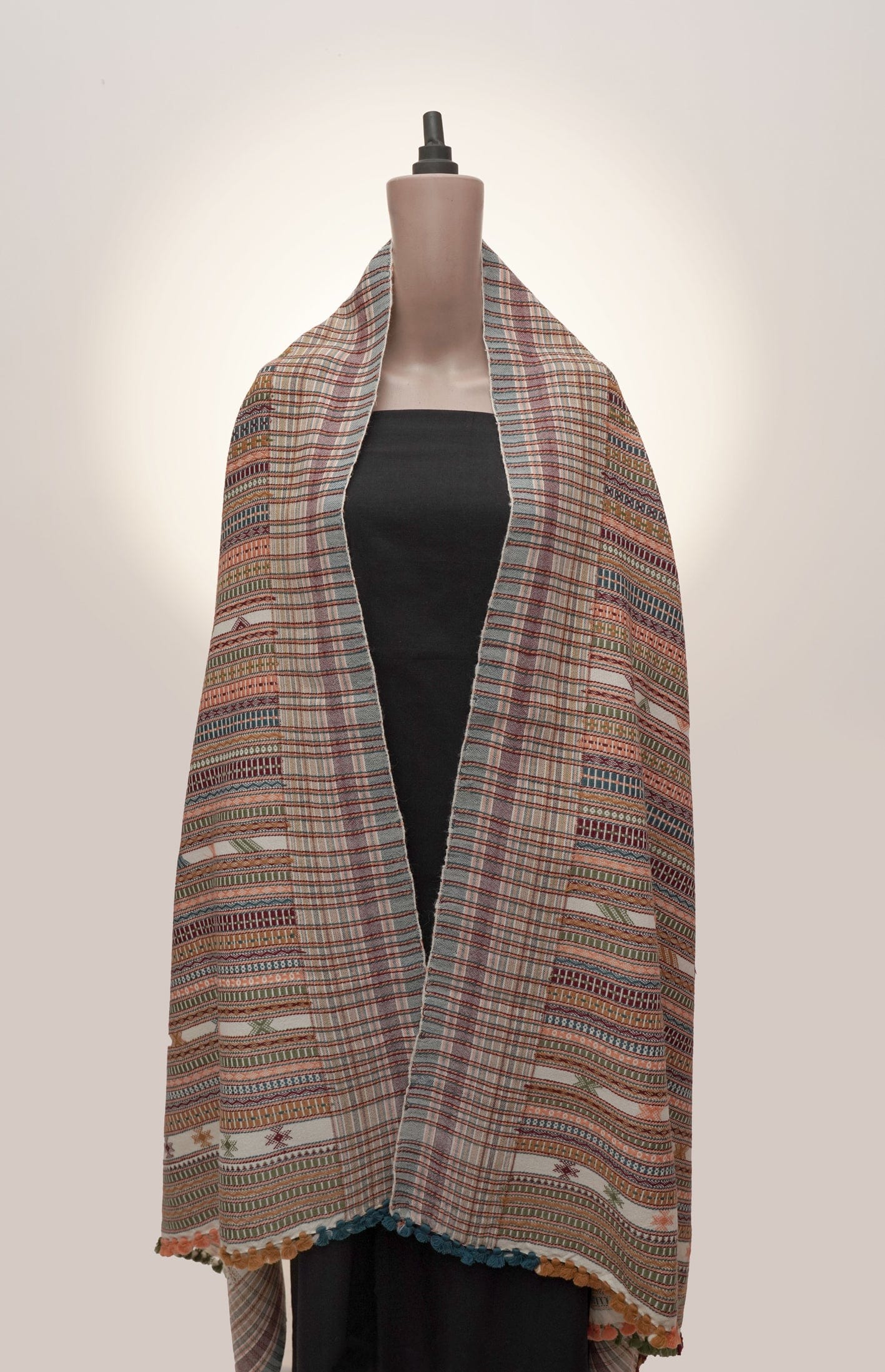 Festive Stripes | Wool Handwoven Kutch Shawl