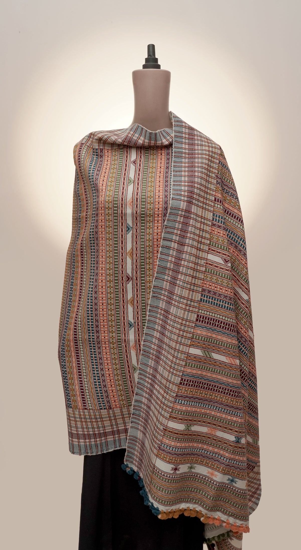 Festive Stripes | Wool Handwoven Kutch Shawl