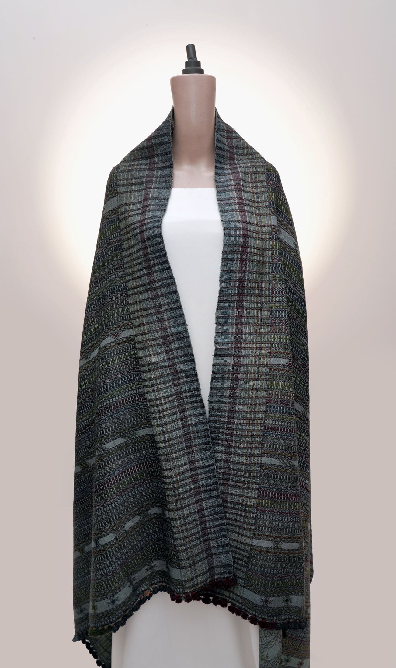 Teal Oasis Shawl | Artisan Wool Handwoven Kutch Weaving