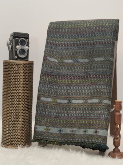 Teal Oasis Shawl | Artisan Wool Handwoven Kutch Weaving