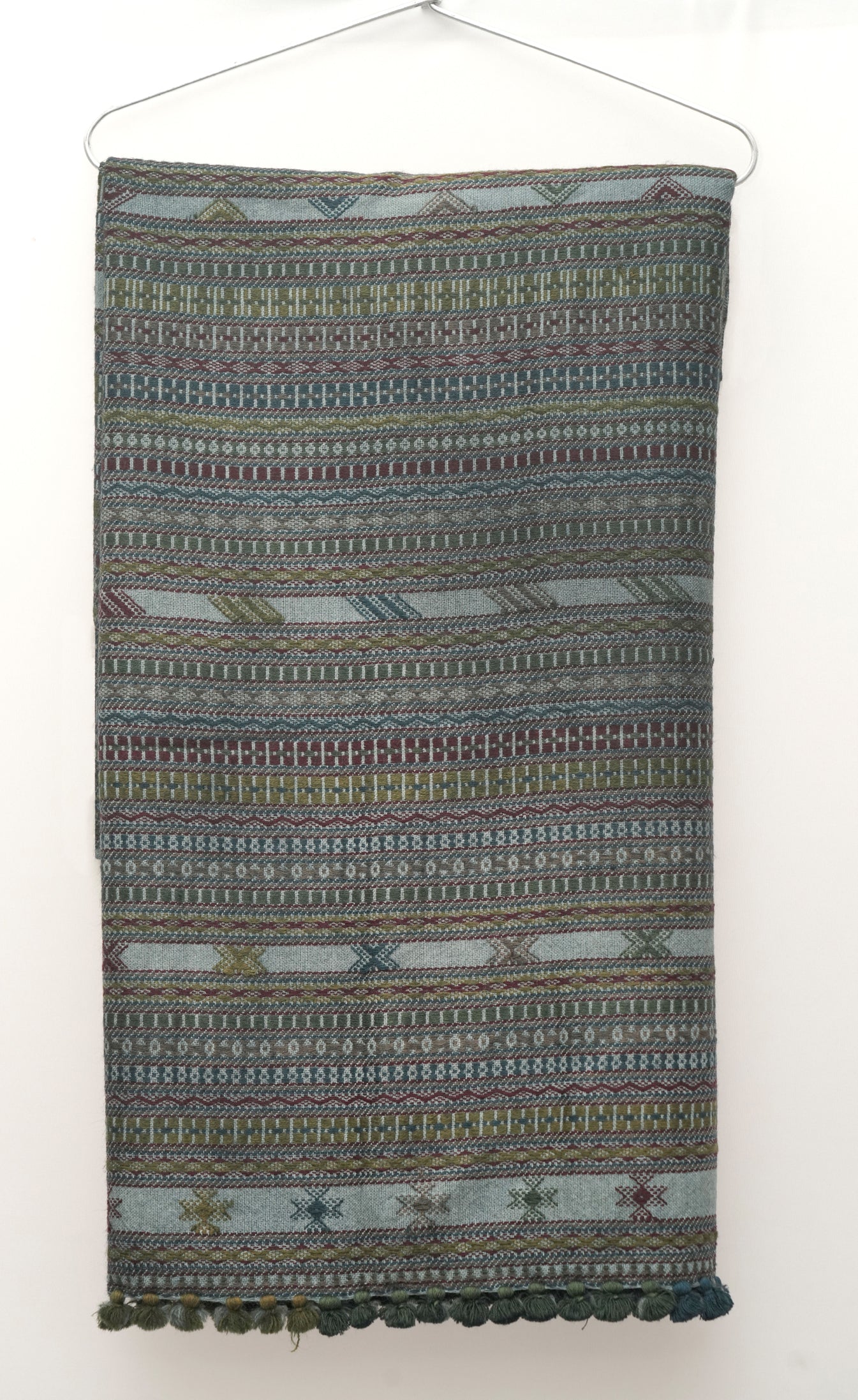 Teal Oasis Shawl | Artisan Wool Handwoven Kutch Weaving