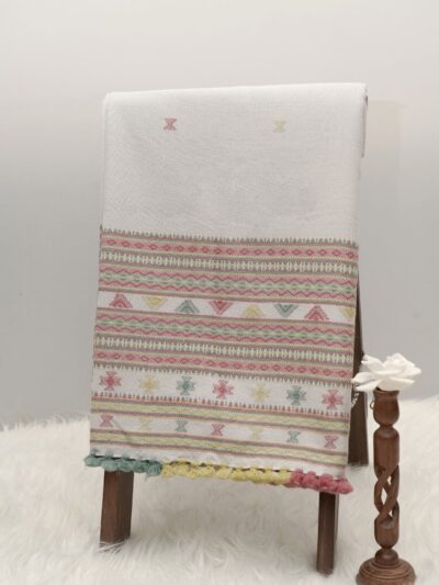 Pastel Harmony | Wool Handwoven Kutch Shawl