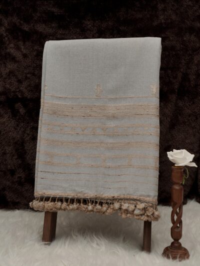 Dewy Mist | Handwoven Kutch Wool Mirrorwork Shawl