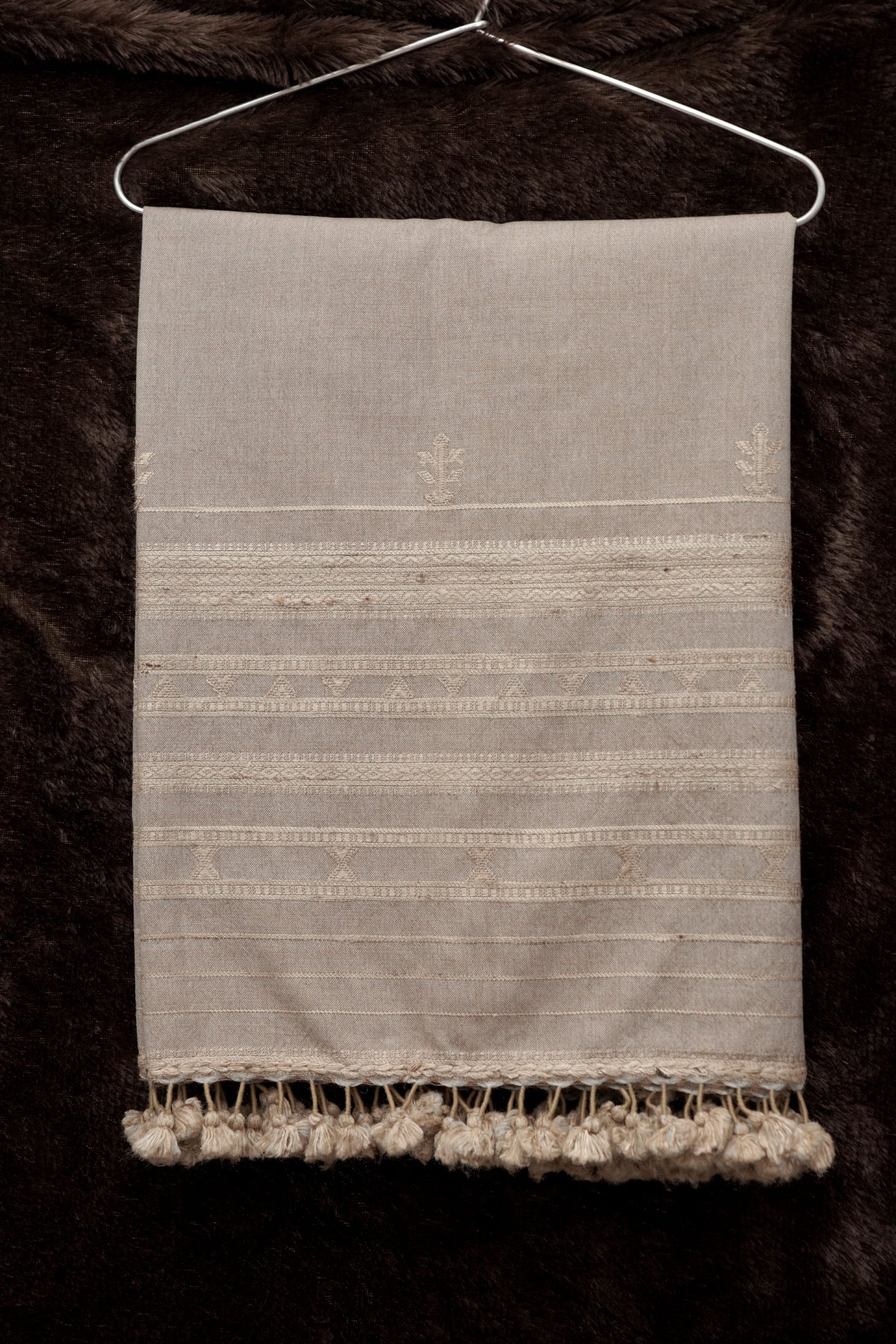 Desert Blossom | Wool Mirrorwork Handwoven Kutch Shawl