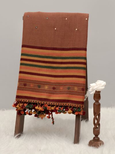 Autumn Glow | Wool Mirrorwork Handwoven Kutch Shawl