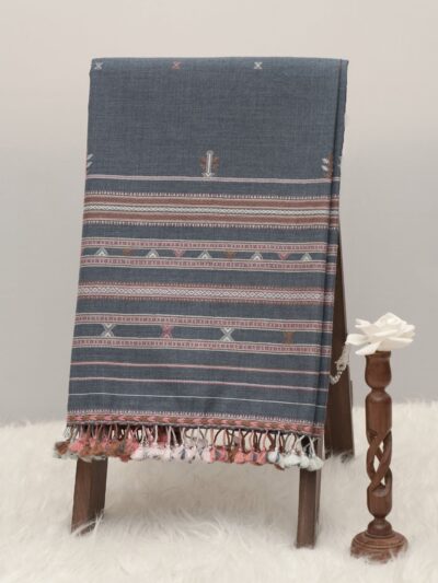 Blue Haze Jalbooti | Wool Handwoven Kutch Shawl