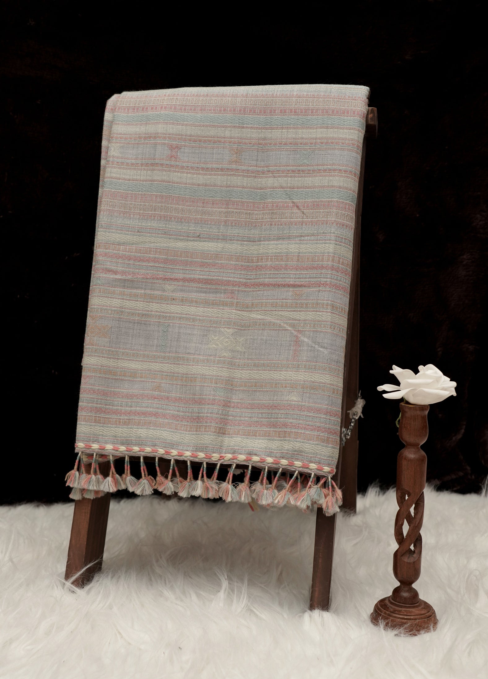 Whisper Pastel | Wool Handwoven Kutch Shawl