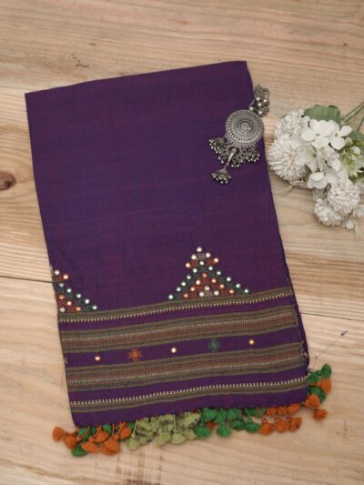Royal Plum | Wool Mirrorwork Handwoven Kutch Stall