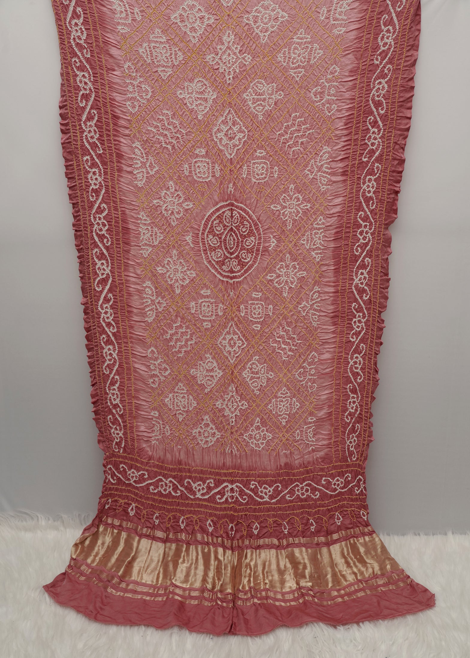 Gulabi Leher Dupatta | Handcrafted Bandhani Dupatta