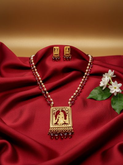 Regal Rani Thewa Queen Portrait Necklace Set – Handcrafted Jewellry