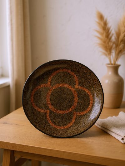 Rust Bloom Plate | Handcrafted Decorative Wooden or Ceramic Plate