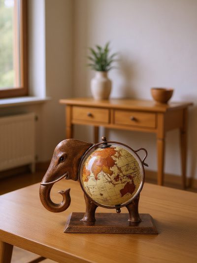 Elephant Globe Stand | Handcrafted Wooden Decorative Stand