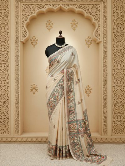 Eternal Vows Mithila Wedding Saree | Handpainted Madhubani Bridal Wear