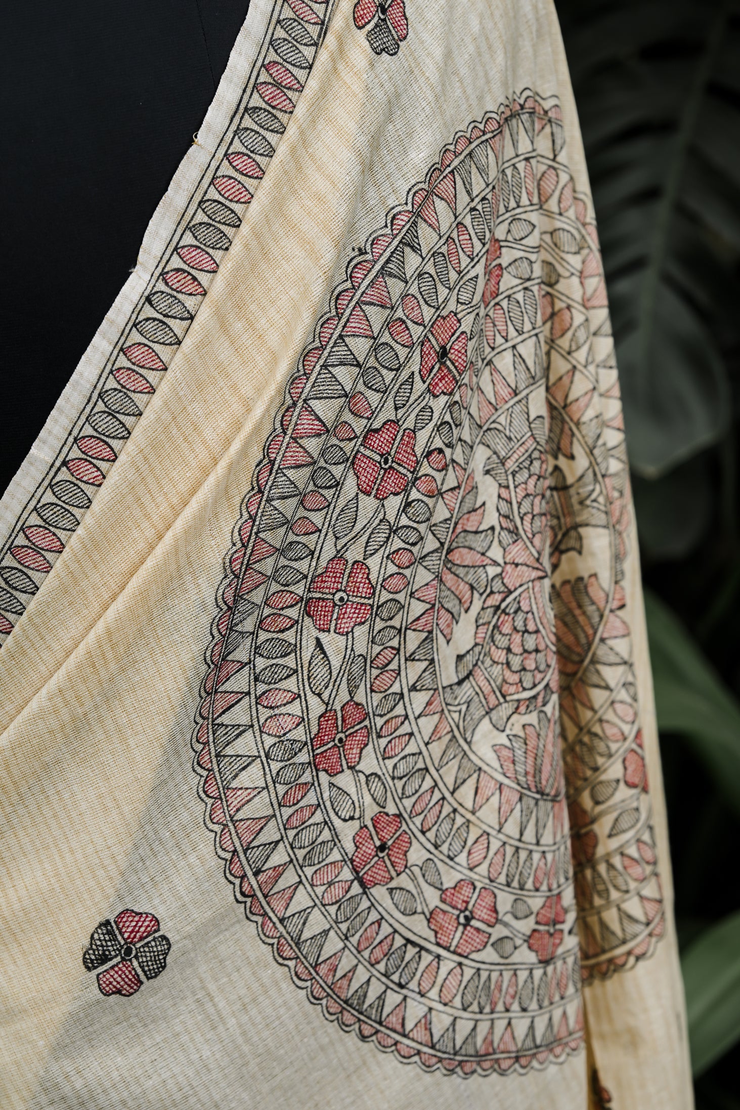 Circle of Life Handpainted Madhubani Khadi Cotton Dupatta