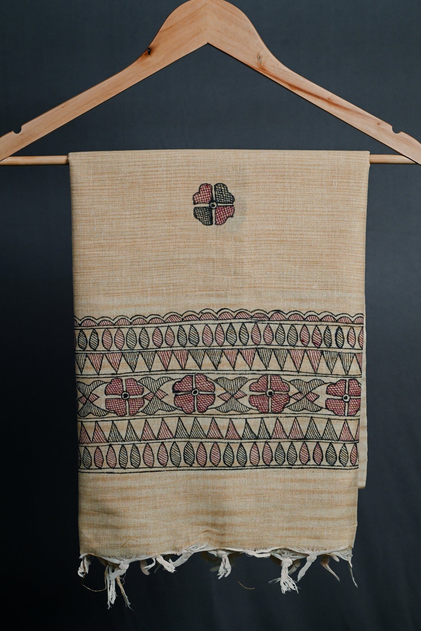 Circle of Life Handpainted Madhubani Khadi Cotton Dupatta