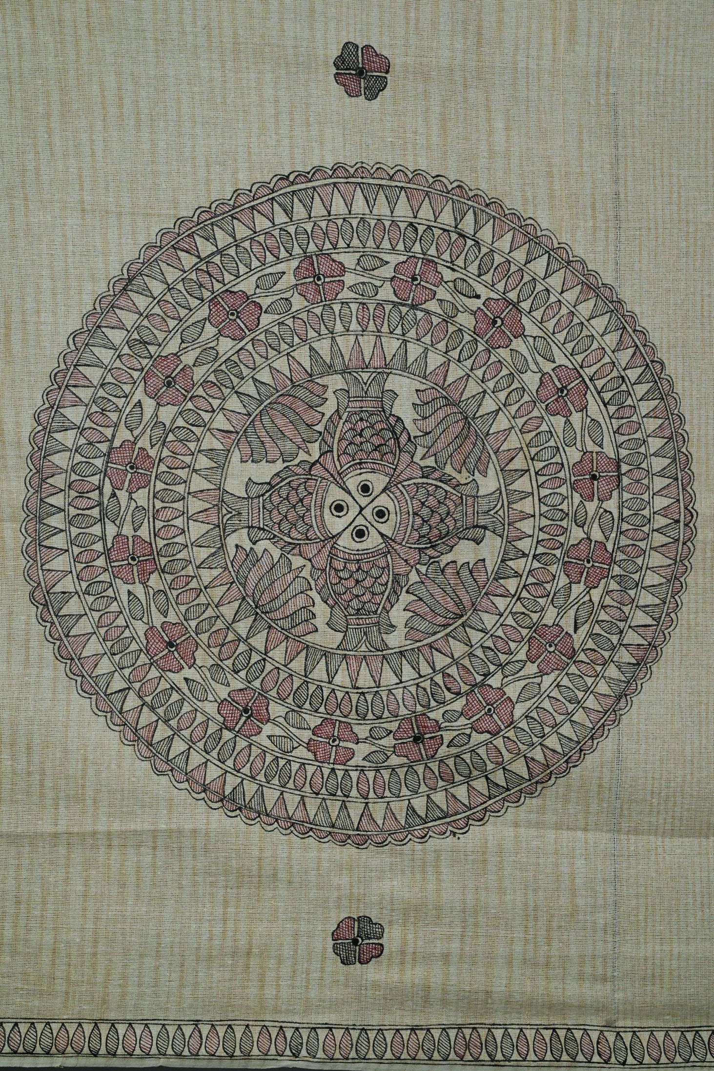Circle of Life Handpainted Madhubani Khadi Cotton Dupatta