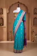Neela Rangrez Saree | Handwoven Banarasi Silk Saree