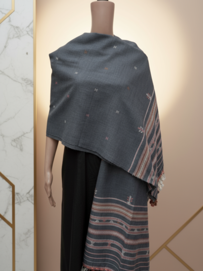 Blue Haze Jalbooti | Wool Handwoven Kutch Shawl