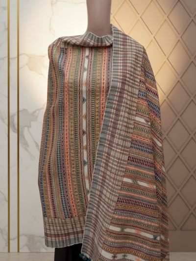 Festive Stripes | Wool Handwoven Kutch Shawl