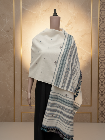 Snowfield Jalbooti | Wool Handwoven Kutch Shawl