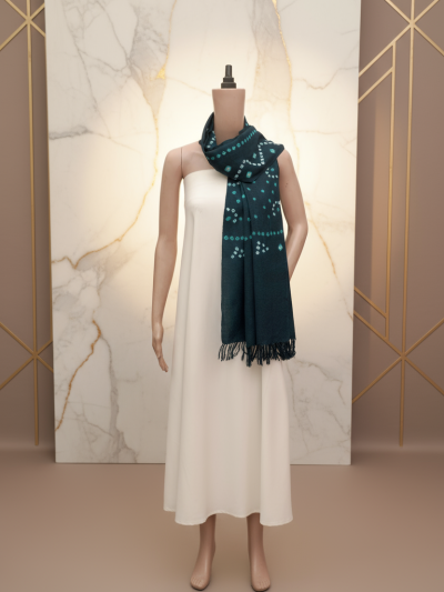 Teal Geometrics | Bandhani Wool Handwoven Stall