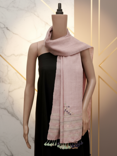 Misty Bloom | Wool Mirrorwork Handcrafted Kutch Stall