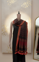 Ember Glow Pagdi Zari Dupatta | Handwoven Kutch Weaving