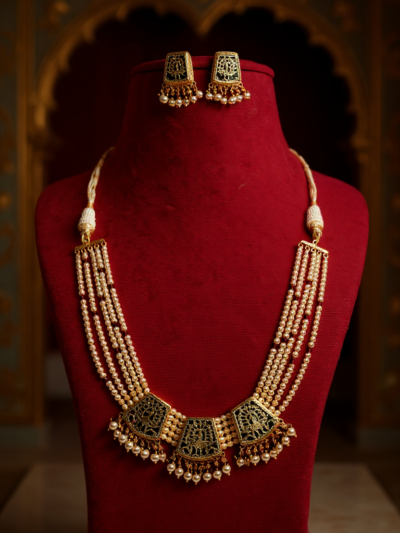 Mughal Muse Thewa Peacock Medallion Necklace Set