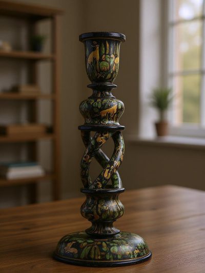 Forest Whimsy Spiral Lamp Base | Handcrafted Wooden Spiral Lamp Stand