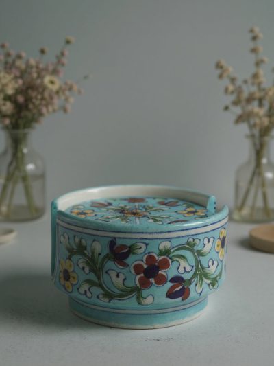 Color Splash Blue Pottery Coasters – Set of 6