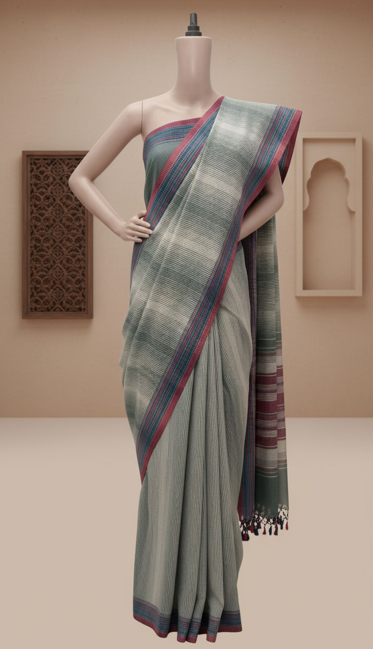 Threads of Rainbow | Pagdi Stripe Kutch Saree