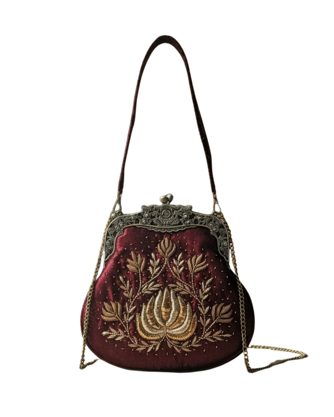 Begum’s Treasure – Handcrafted Zardozi Velvet Clutch - Image 2
