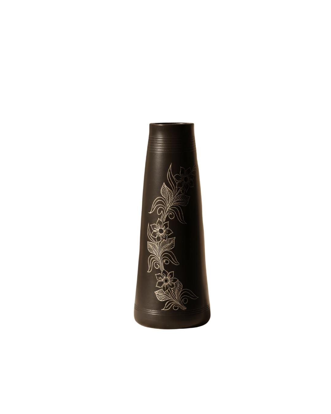 Kaali Lata Floral Vine Inspired Artistic Black Vase - Image 2