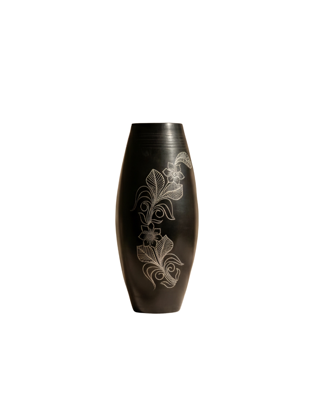 Ebon Bloom Black Pottery Vase | Handcrafted Kaali Kamal Design - Image 2