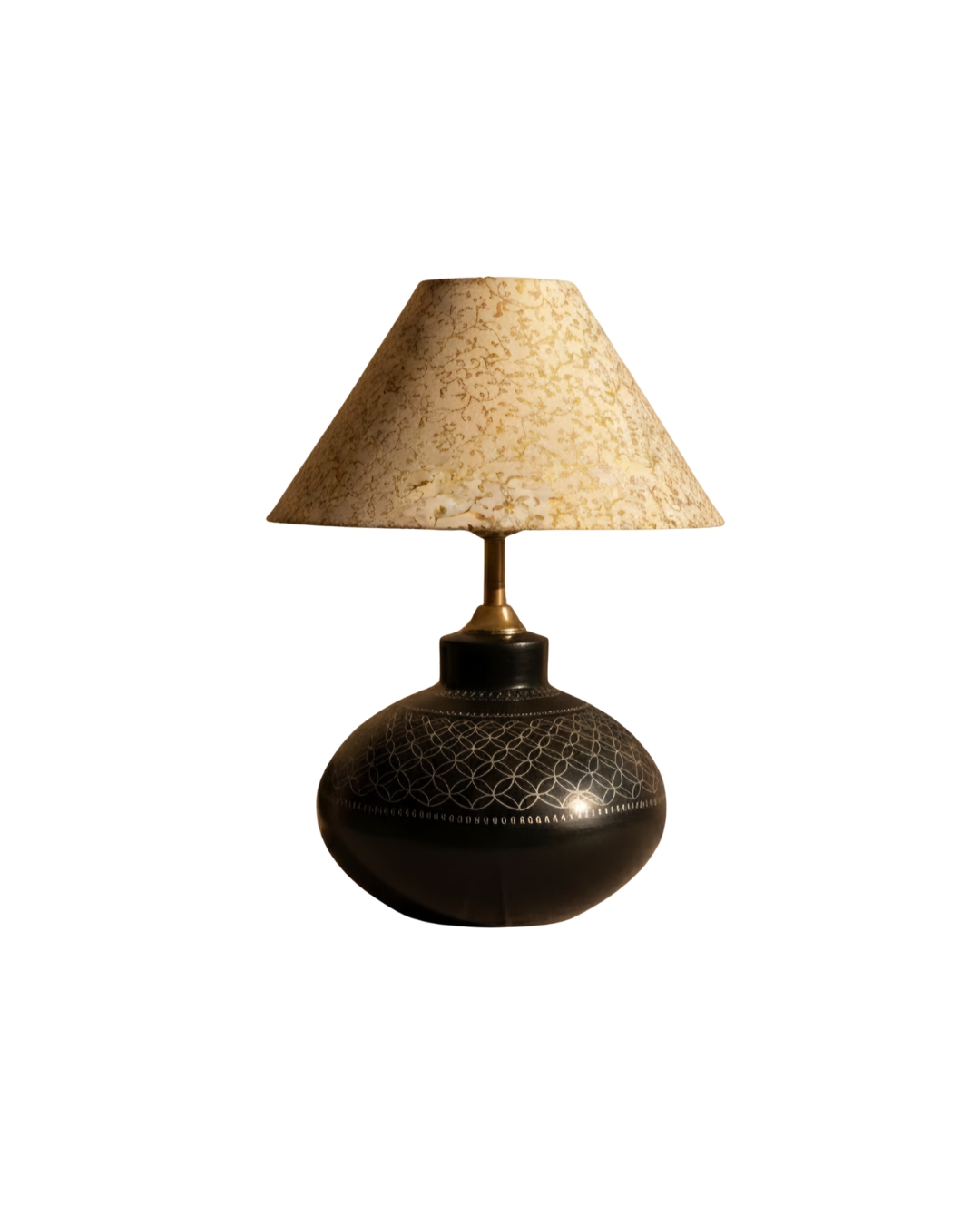 Noor Chakra Modern Artisan Lamp with Golden Glow Finish - Image 2