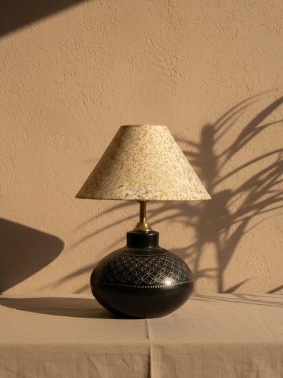 Noor Chakra Modern Artisan Lamp with Golden Glow Finish