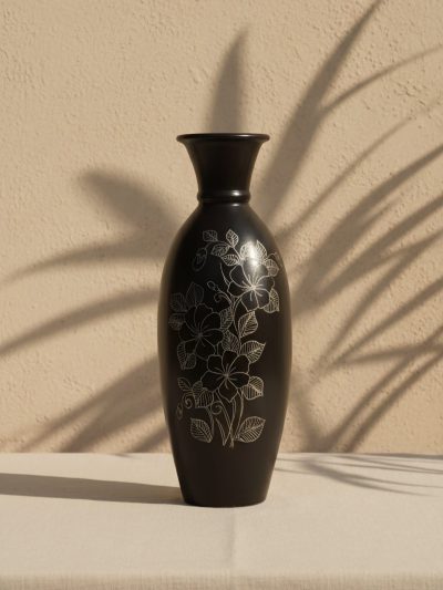 Kaali Champa Traditional Black Pottery Noir Floral Vase