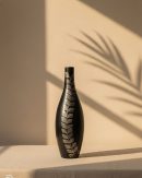 Kaali Pallav Organic Leaf Motif Artistic Black Vase