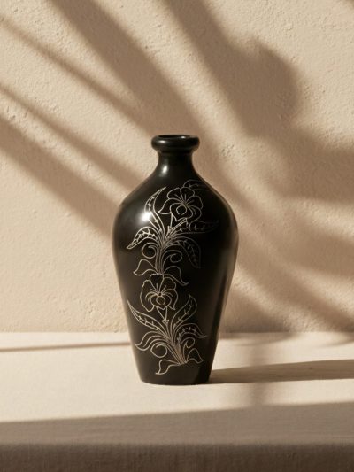 Nisha Kusum Midnight Bloom Motif Handcrafted Ceramic Vase Set