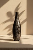 Raat Gulmohar Midnight Blossom Motif Black Ceramic Vase
