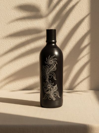 Kaali Surya Sacred Sunburst Black Pottery Vase
