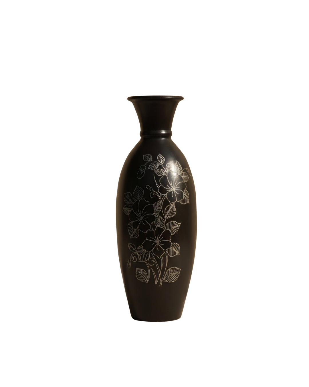 Kaali Champa Traditional Black Pottery Noir Floral Vase - Image 2
