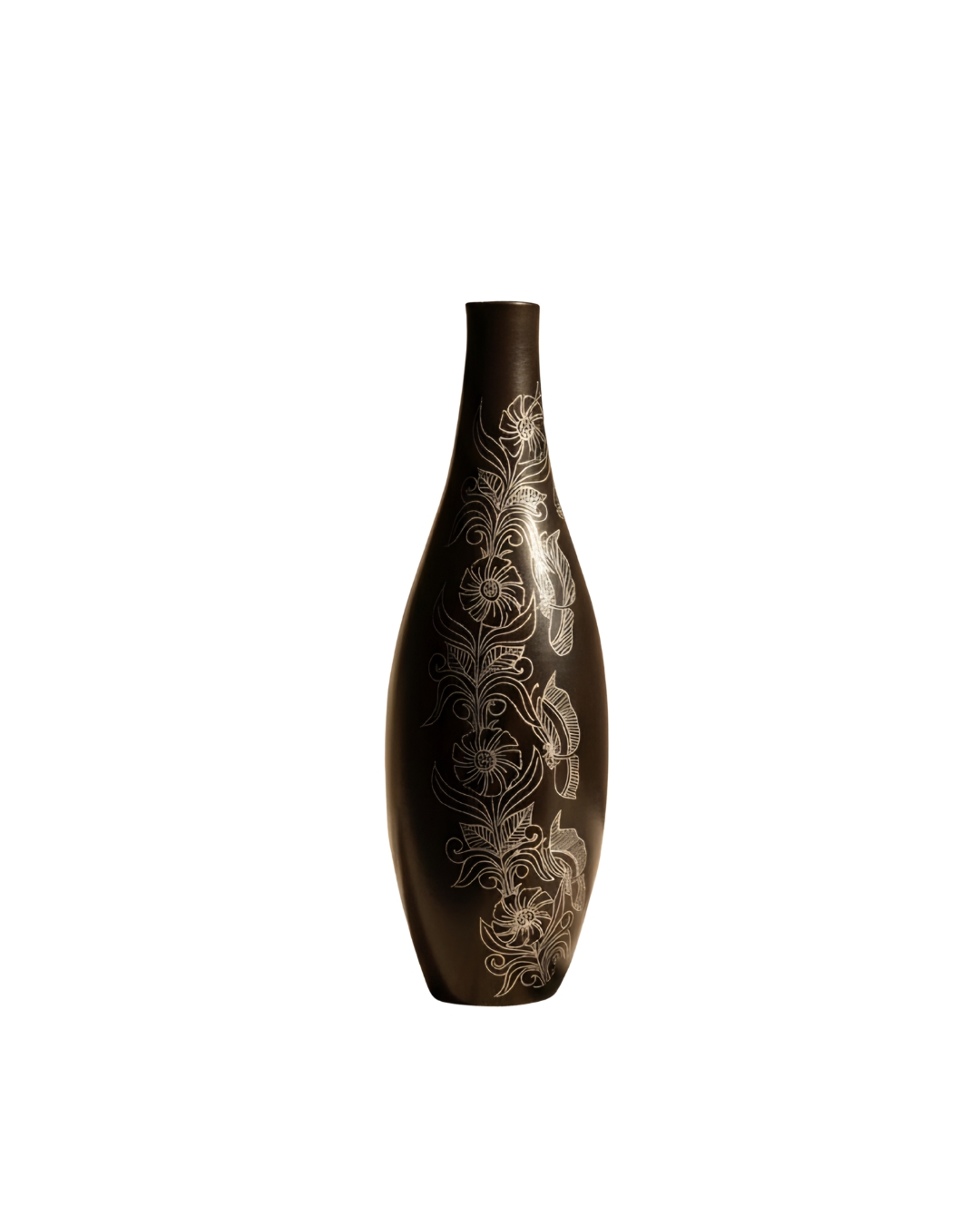 Raat Gulmohar Midnight Blossom Motif Black Ceramic Vase - Image 2